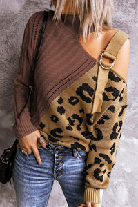 Rozi Brown Asymmetrical Buckle Sweater