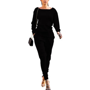 Mariama Two Piece Ribbed O Neck Tracksuit (S-2XL)