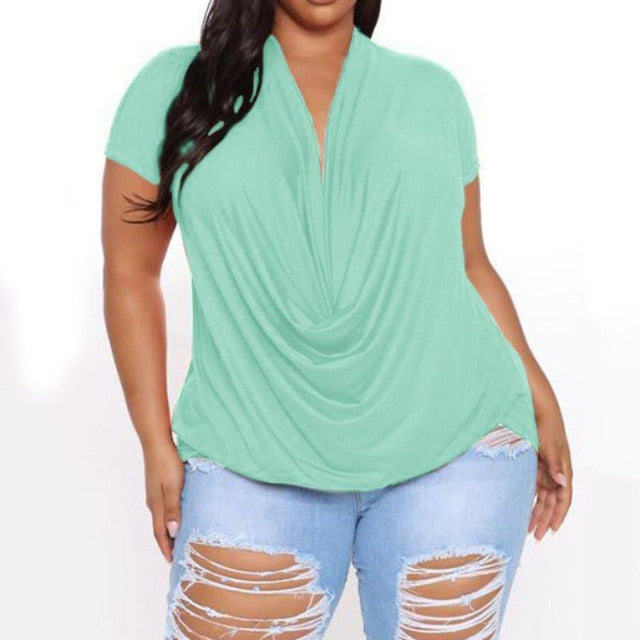 Hasana Plus Size Chiffon V-neck Blouse