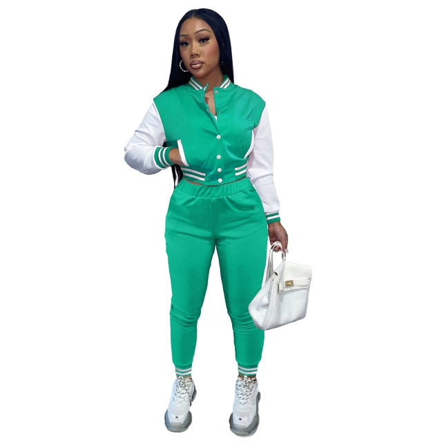 Yakeera Long Sleeve Jacket And Pencil Pants Two Piece Tracksuit