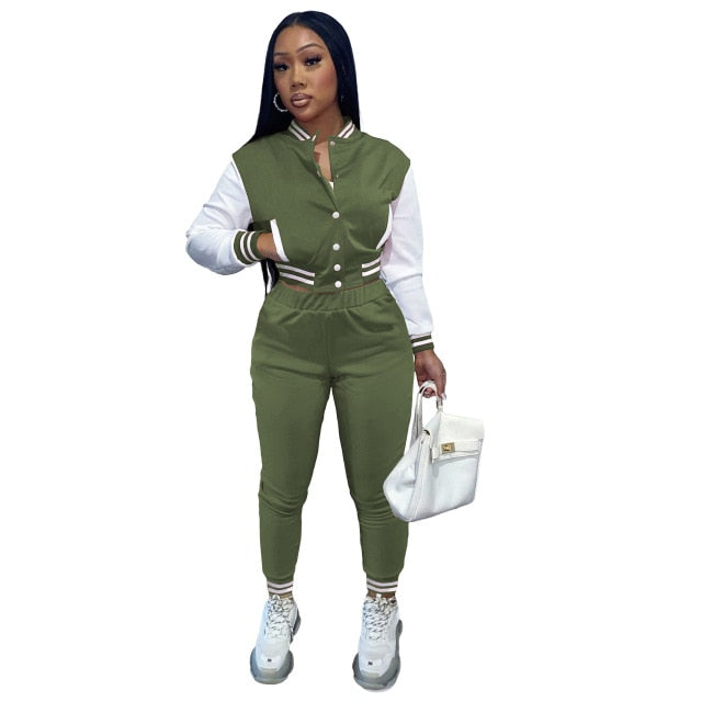 Yakeera Long Sleeve Jacket And Pencil Pants Two Piece Tracksuit