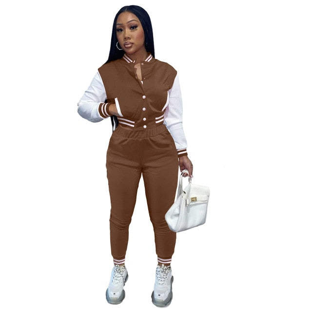 Yakeera Long Sleeve Jacket And Pencil Pants Two Piece Tracksuit