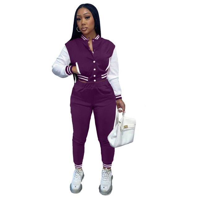 Yakeera Long Sleeve Jacket And Pencil Pants Two Piece Tracksuit