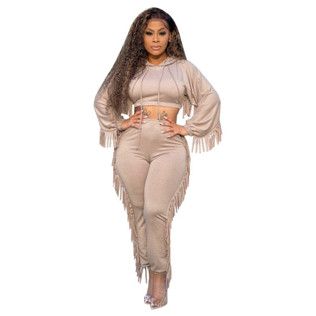 Jemila Tassel Hooded Tracksuit Two Piece