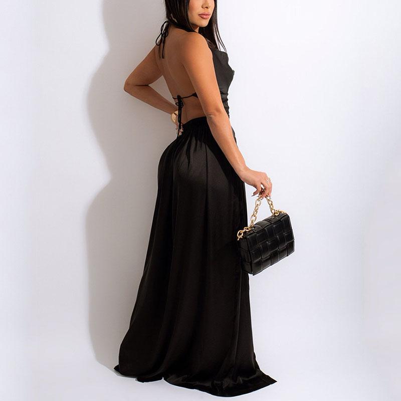 Ayita Halter Backless Side Slit Maxi Dress