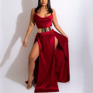 Ayita Halter Backless Side Slit Maxi Dress