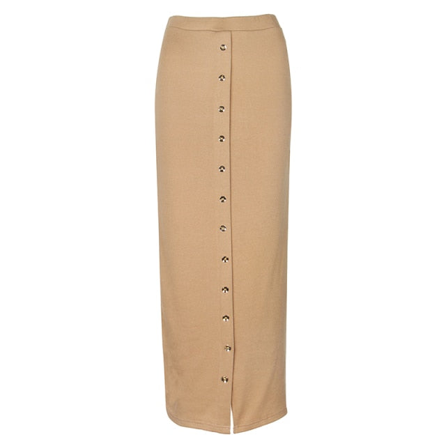 Zahara High Waist Long Pencil Buttoned Skirt