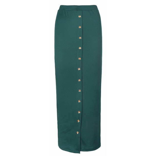 Zahara High Waist Long Pencil Buttoned Skirt