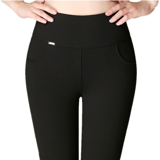 Ime High Waist Black Leggings (M-4XL)