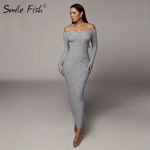Seychelles Off Shoulder Ribbed Knitted Midi Dress (S-XL)