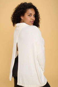 Ivory Plus Size Long Sleeve Criss/Cross Back Pullover