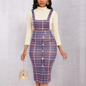 Rwanda 2 Piece Plaid Strap Dress (S-3XL)