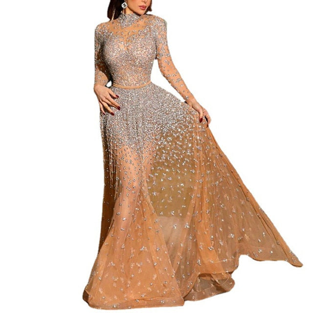 Malaika Sequins Beading Elegant Long Maxi Dress