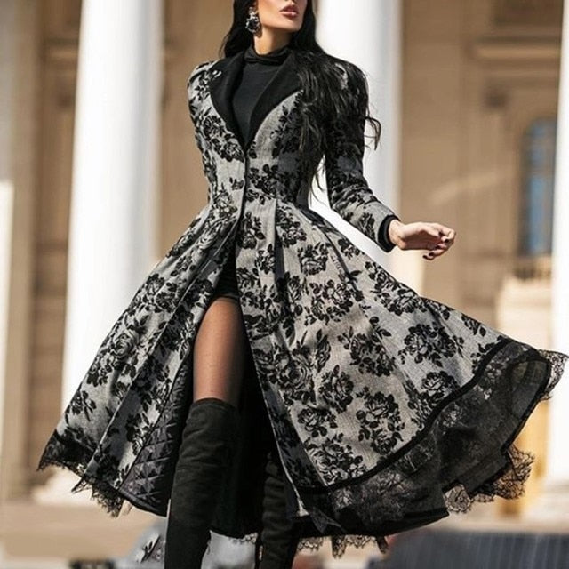 Shani Lace Stitching Dress Coat