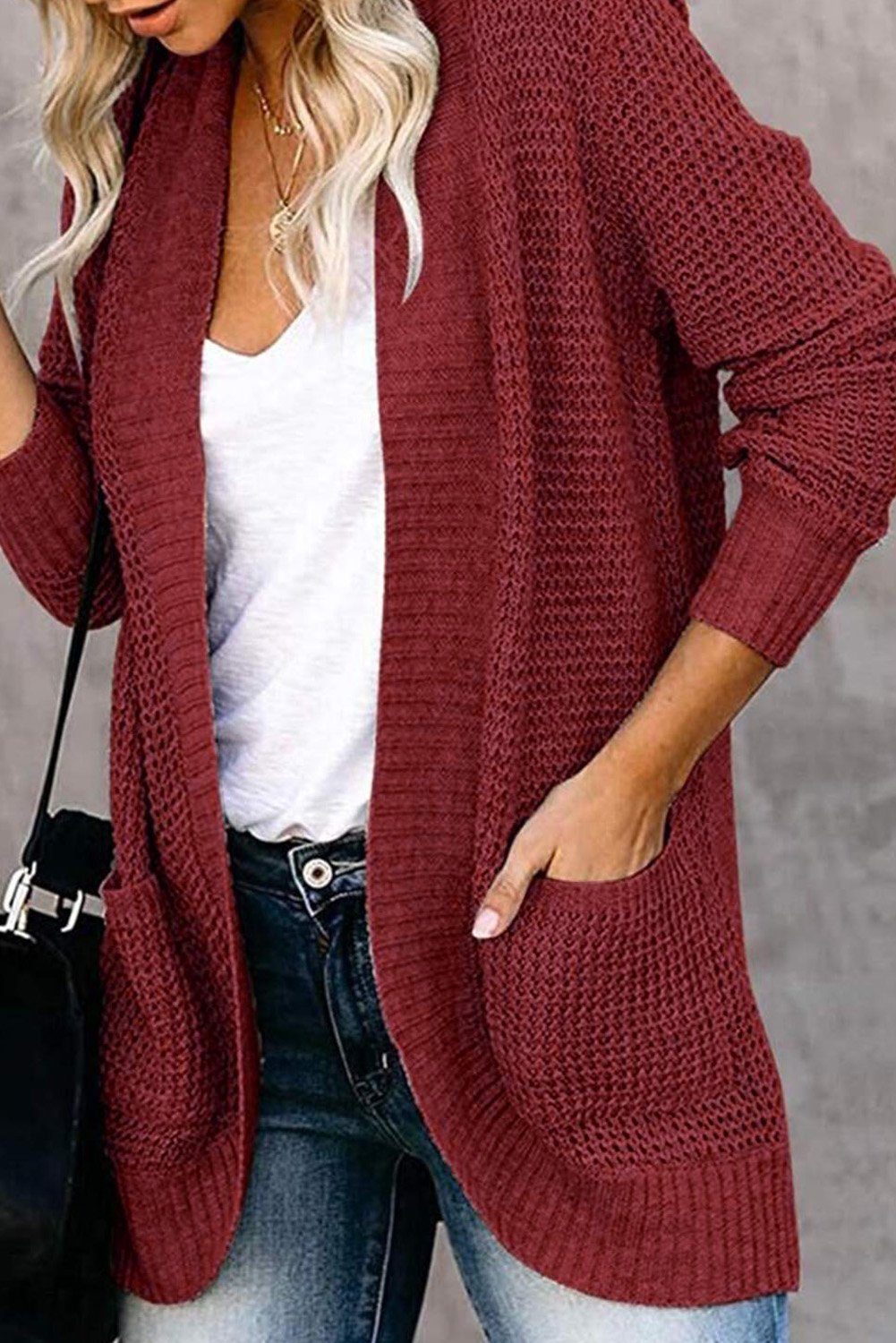 Paula Pocket Knitted Solid Color Cardigan