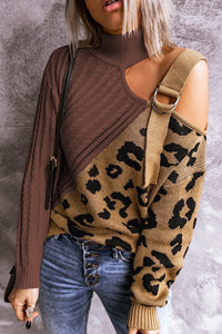 Rozi Brown Asymmetrical Buckle Sweater